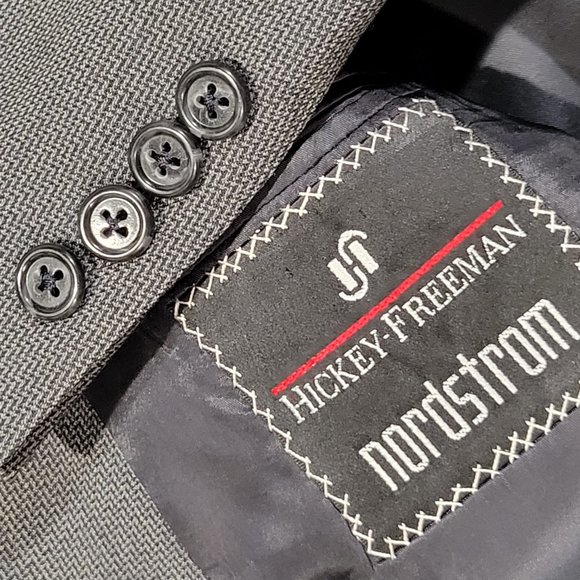Hickey Freeman 100% Wool Gray Geometric Blazer Sport Jacket Size 39R - Picture 11 of 12